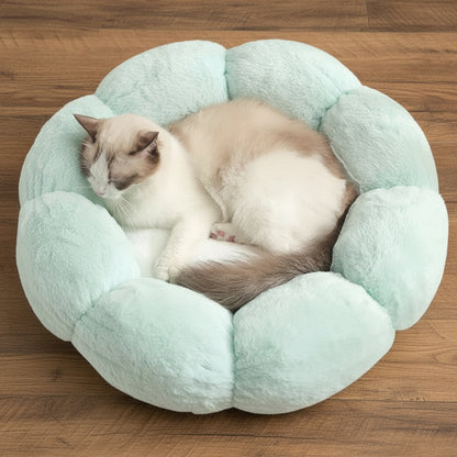 Elyzabeth Flower Shaped Pet Bed with Non-Slip Bottom, Soft Plush, Cute Cozy Cat Bed for Indoor Cats