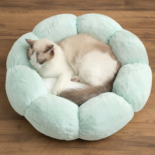 Elyzabeth Flower Shaped Pet Bed with Non-Slip Bottom, Soft Plush, Cute Cozy Cat Bed for Indoor Cats
