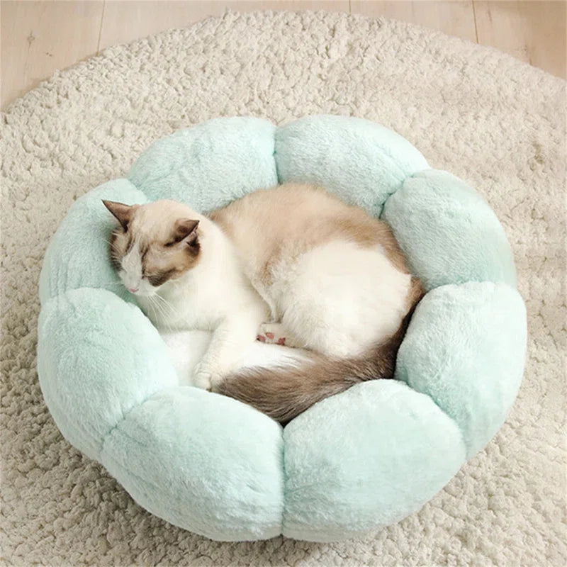 Elyzabeth Flower Shaped Pet Bed with Non-Slip Bottom, Soft Plush, Cute Cozy Cat Bed for Indoor Cats